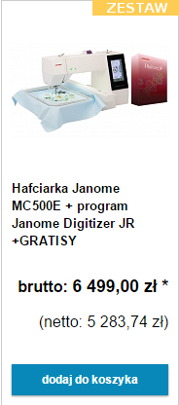 Zestaw Hafciarka Janome MC500E + program Janome JR