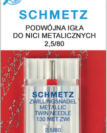 Igła Schmetz podwójna do tkanin do szycia nićmi metalicznymi