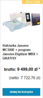 Zestaw Hafciarka Janome MC500e + program janome Digitizer MBX
